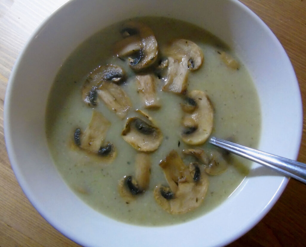 Mushroom soup in a bowl