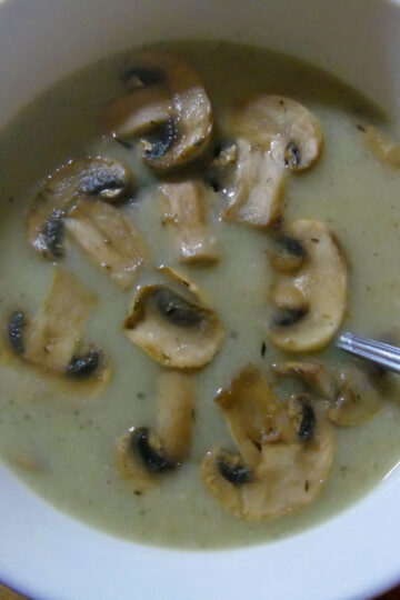 Mushroom soup in a bowl