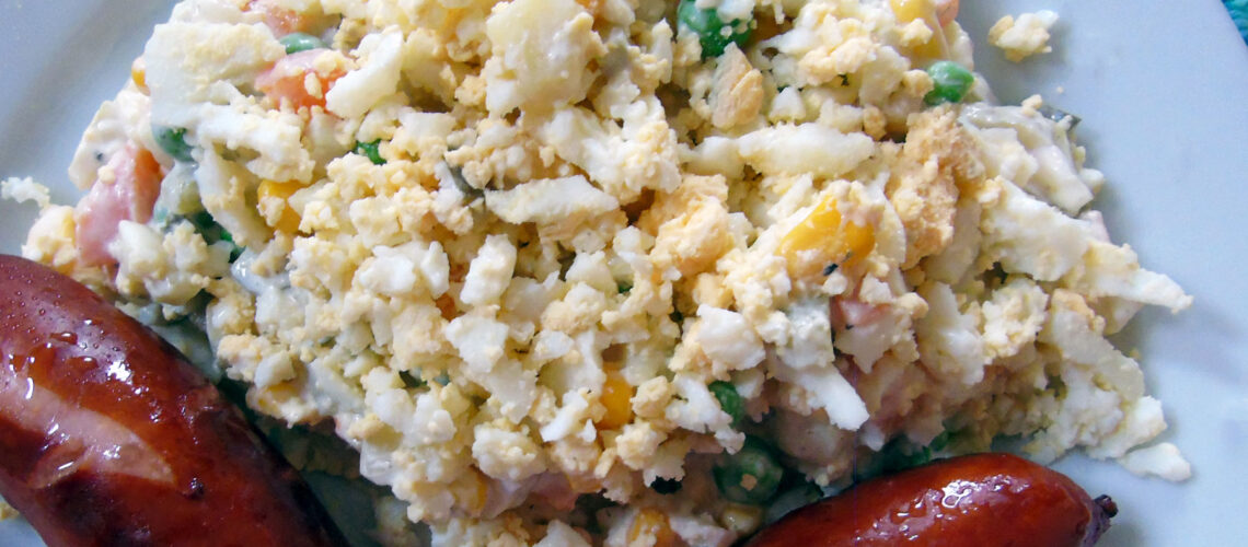 Potato salad with sausages