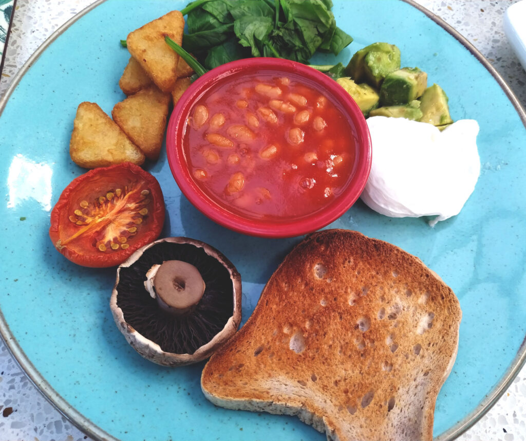 English breakfast at Cardiff Garden Centre