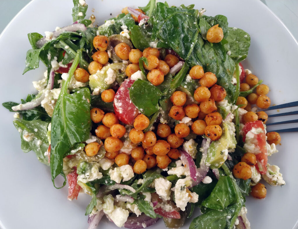 Feta & roasted chickpea salad