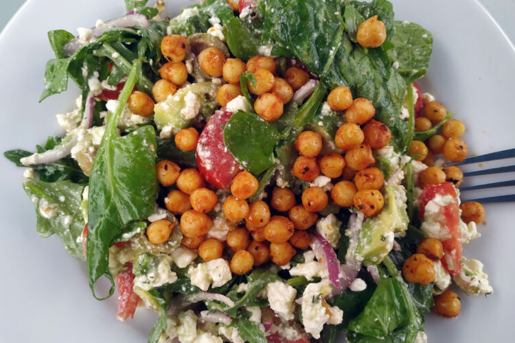 Feta & roasted chickpea salad