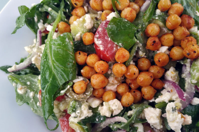 Feta and roasted chickpea salad