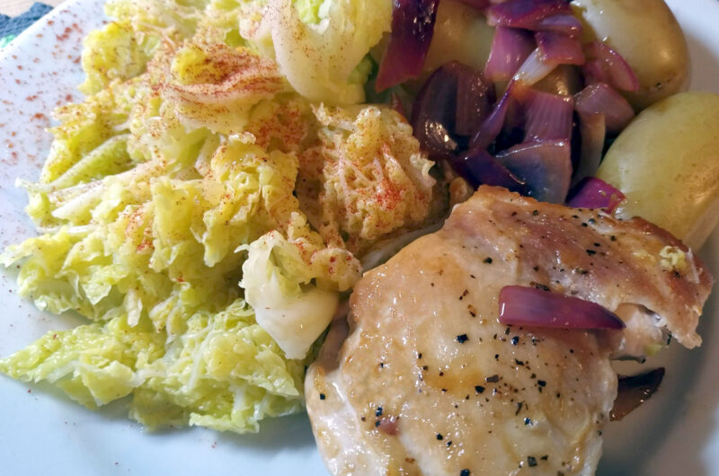 Lemon chicken with savoy cabbage