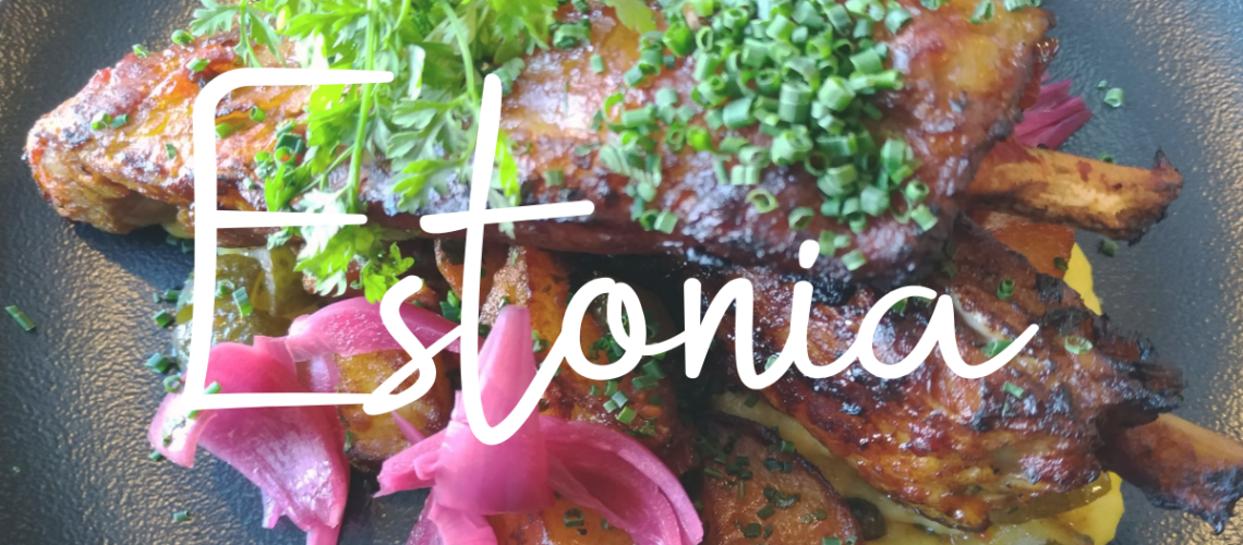 Dinner plate with Estonia overlay text